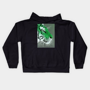 Emerald green and white siberian tiger Kids Hoodie